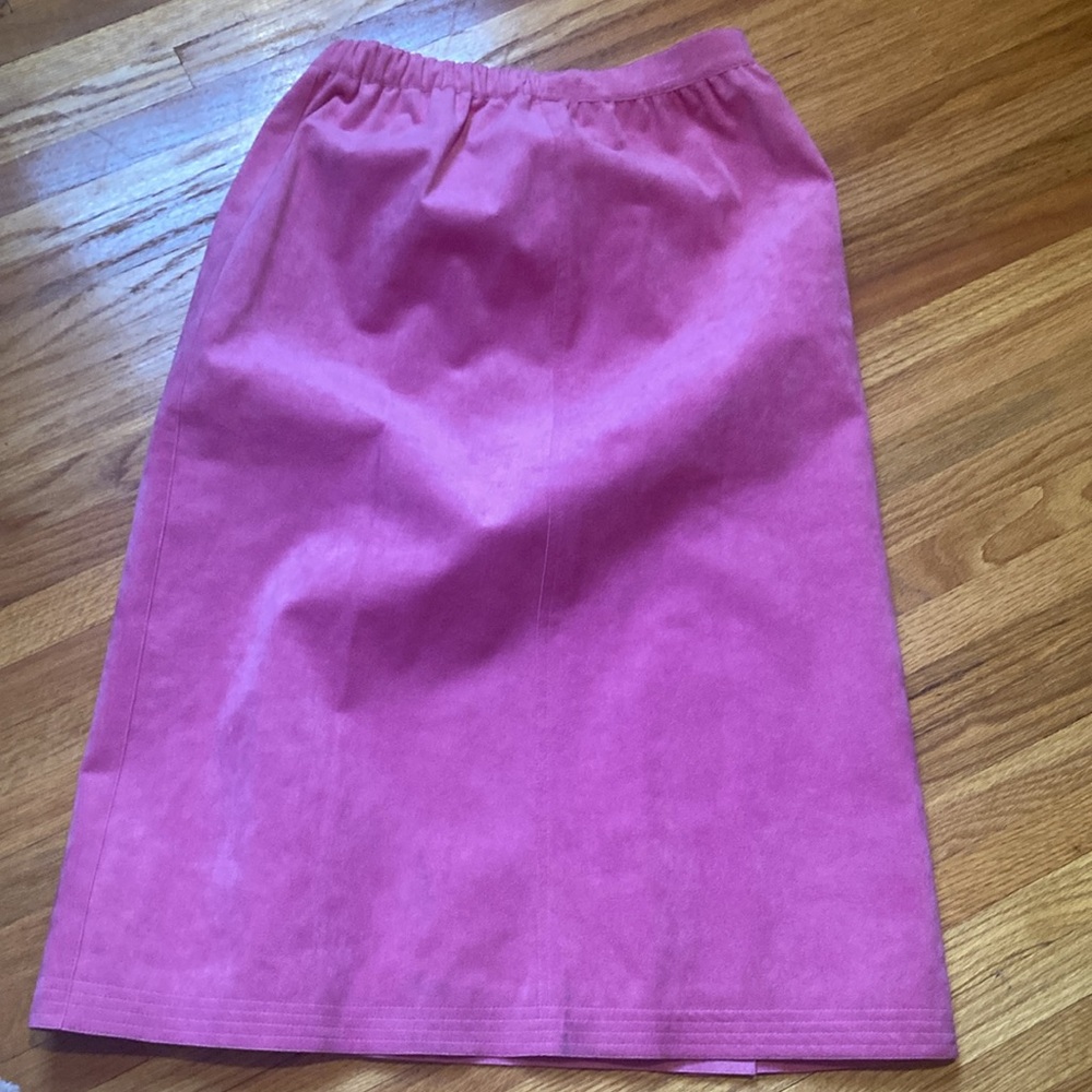 VINTAGE Y2K Bubblegum Pink Suede Pencil Midi Skirt Hi Waist Women’s Size S